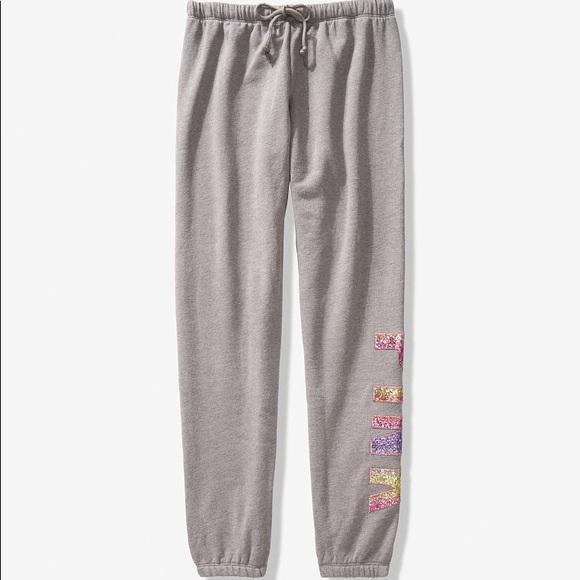 NEW💕VS PINK PASTEL PINK OMBRÉ BLING CLASSIC PANTS - Picture 4 of 6